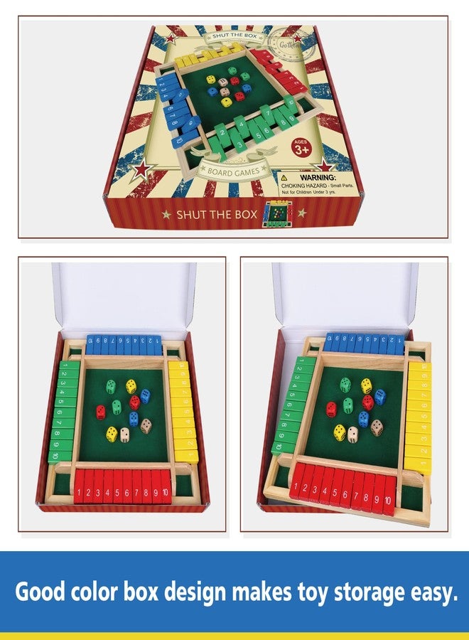 GOTHINK 1-4 Player Shut The Box Dice Game, 11.5-inch Wooden Board Table Math Game with 10 Dices - Math & Decision Skills for Adults/Kids, Perfect for Home Class Parties & Pubs - Classic Tabletop Fun - Image 5